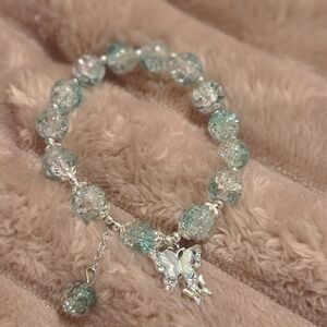 Elegant Silver and Blue Beaded Bracelet